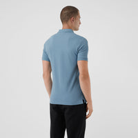 PALE BLUE Polo en piqué de coton avec patte à motif check