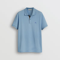 PALE BLUE Polo en piqué de coton avec patte à motif check
