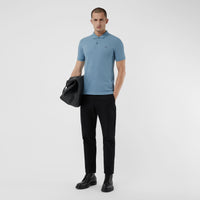 PALE BLUE Polo en piqué de coton avec patte à motif check