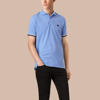 HYDRANGEA BLUE Polo en piqué de coton avec revers de manche contrastants