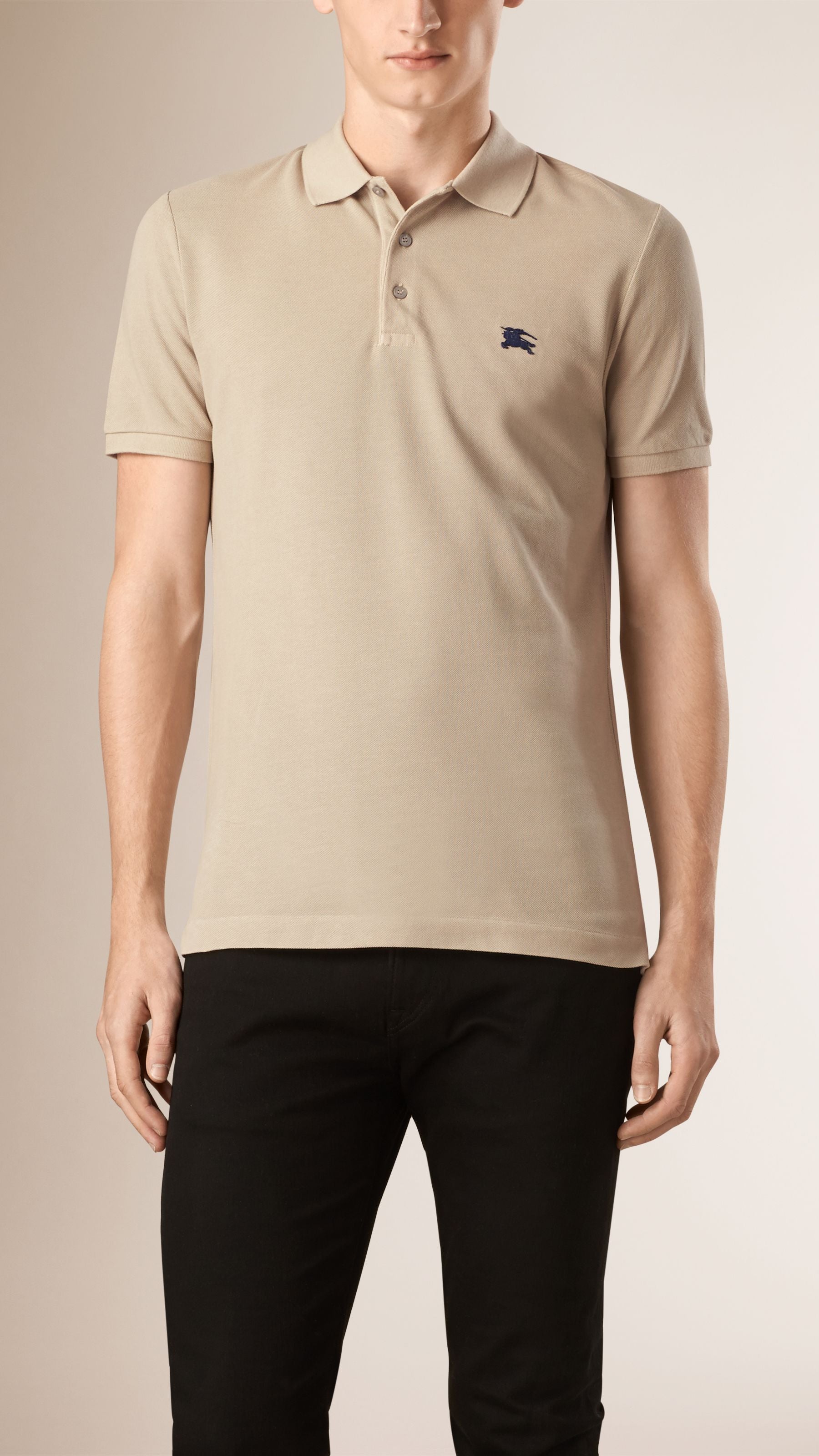 STONE Polo en piqué de coton double teinte