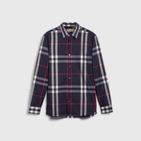 NAVY Chemise en coton extensible à motif check