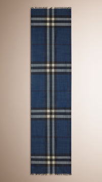 CADET BLUE Foulard en laine et soie à motif Exploded check