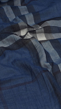 CADET BLUE Foulard en laine et soie à motif Exploded check