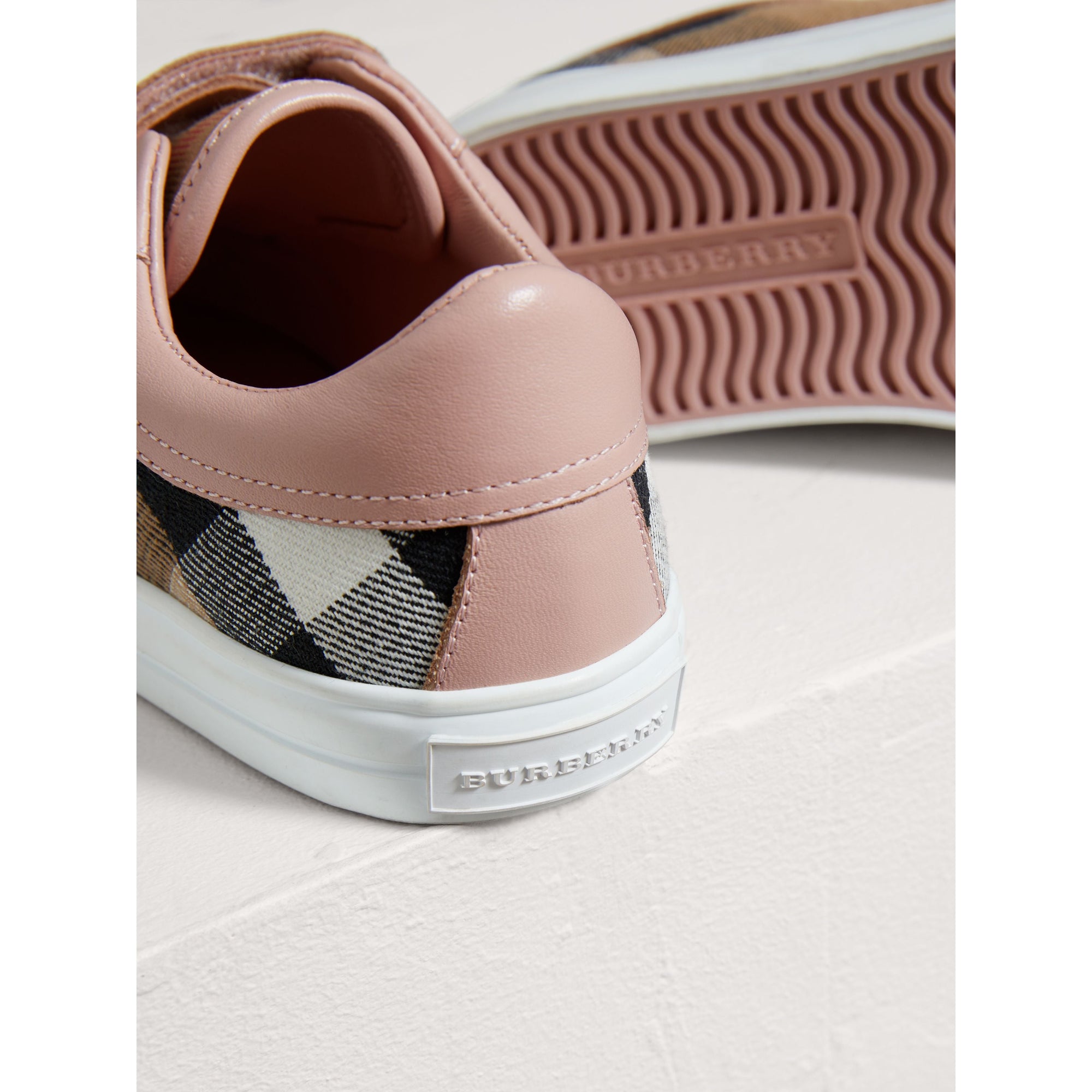 PEONY ROSE MELANGE Sneakers en coton House check et cuir