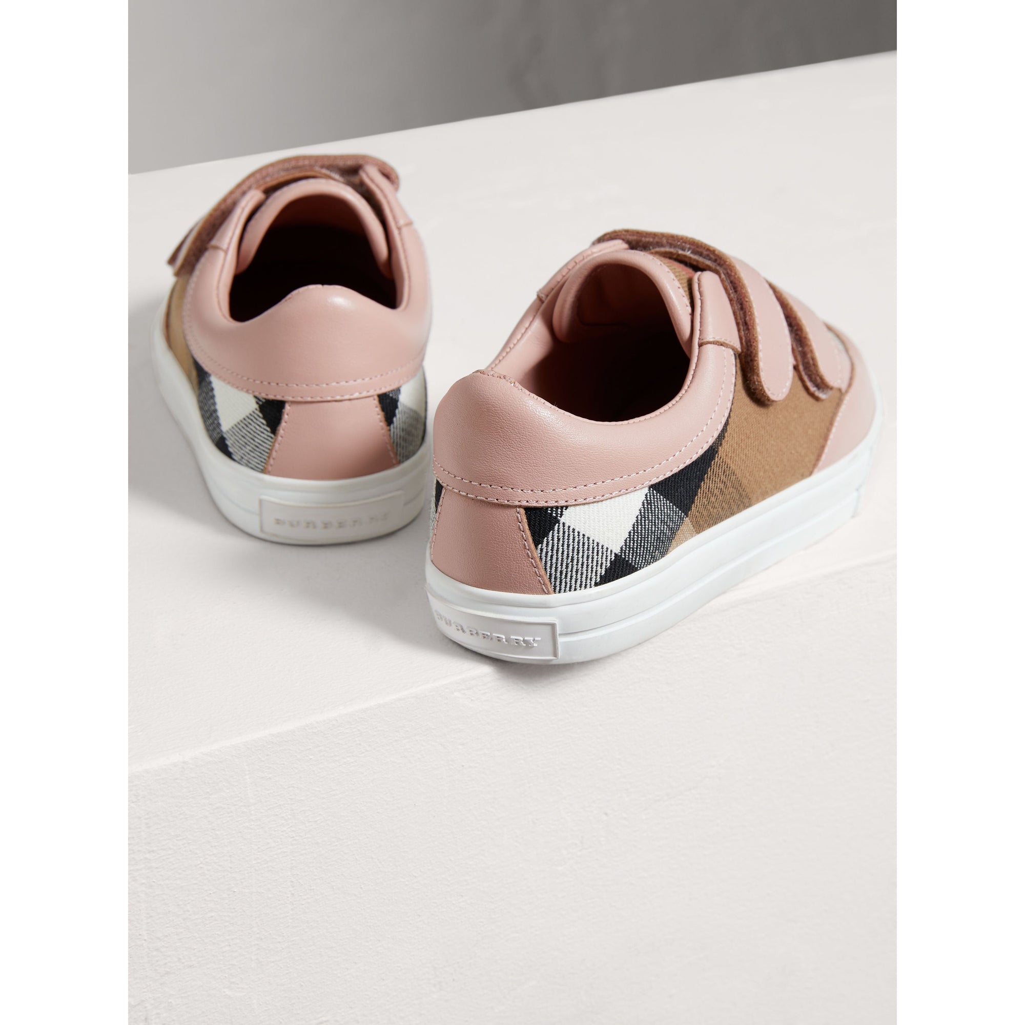 PEONY ROSE MELANGE Sneakers en coton House check et cuir
