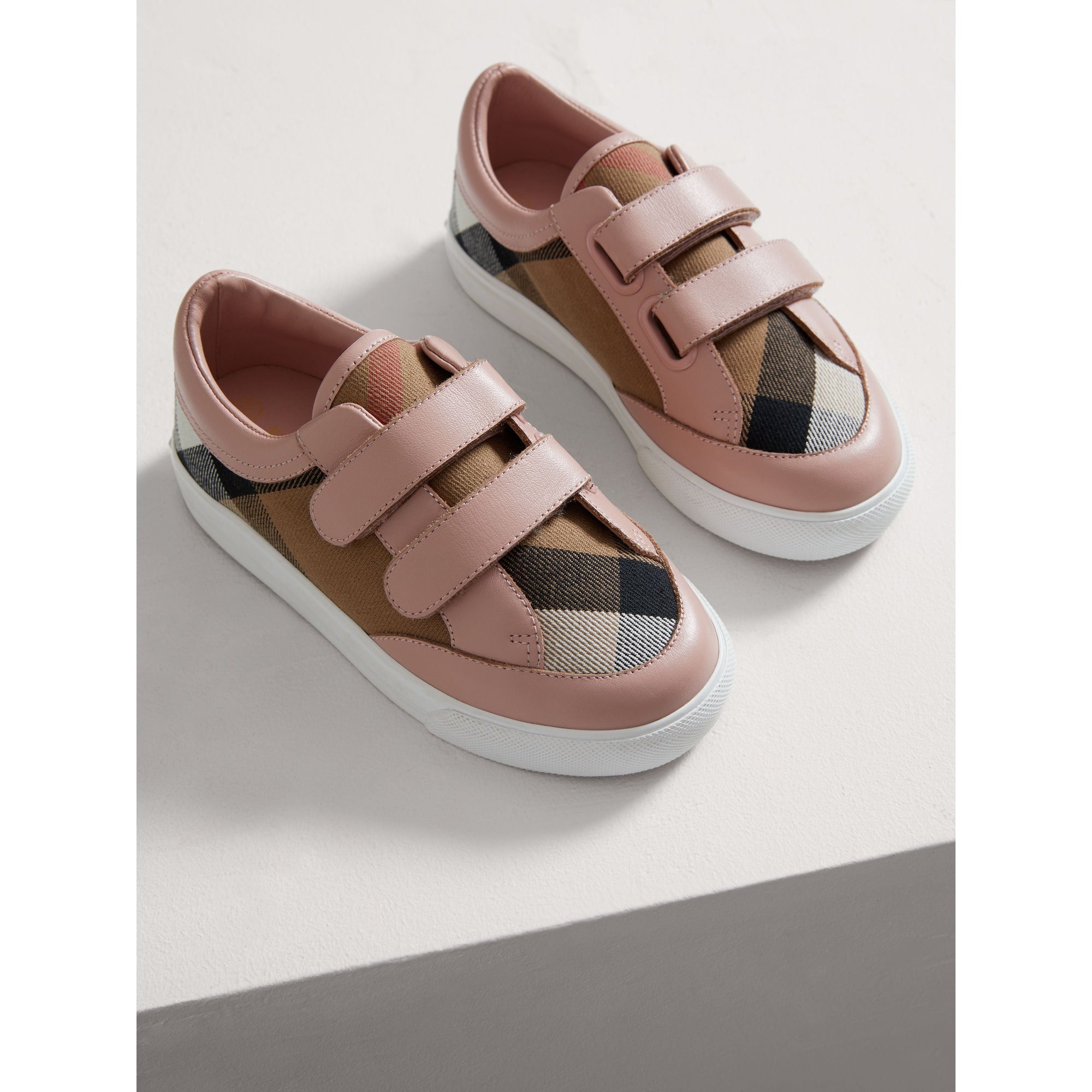 PEONY ROSE MELANGE Sneakers en coton House check et cuir