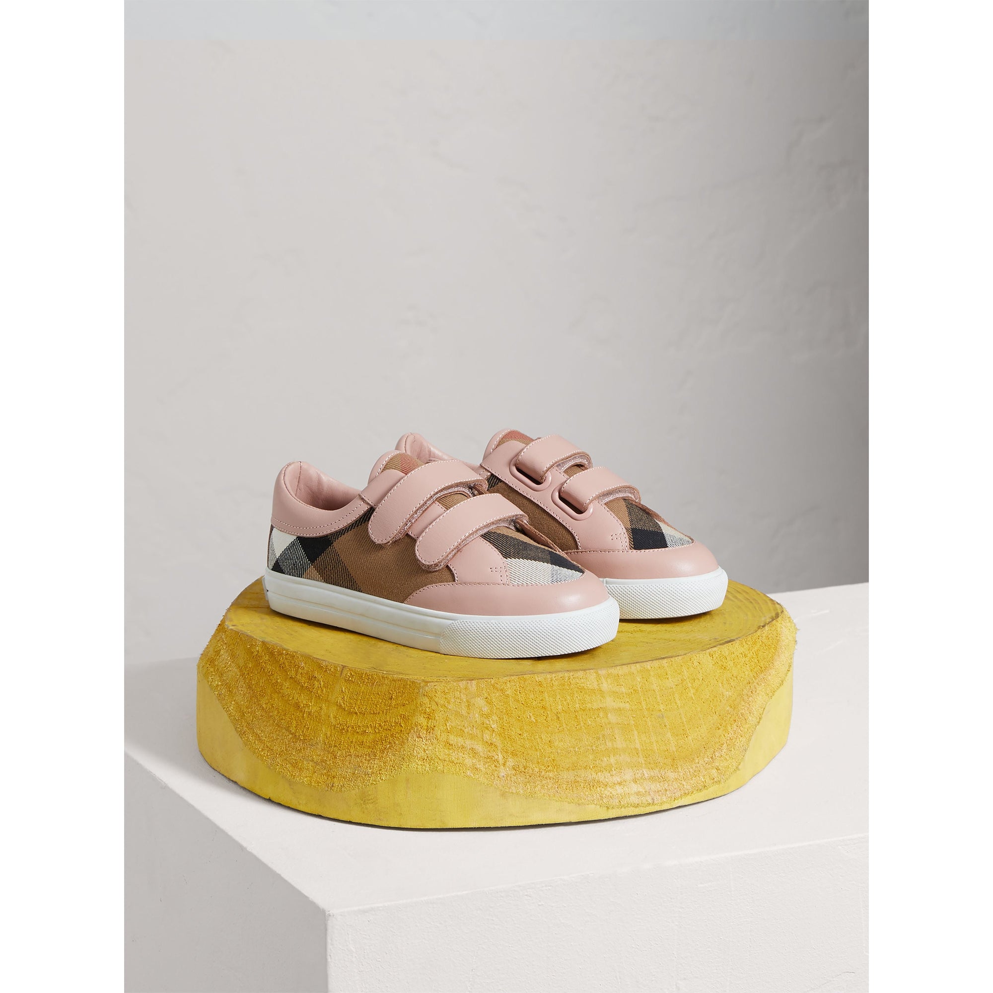 PEONY ROSE MELANGE Sneakers en coton House check et cuir