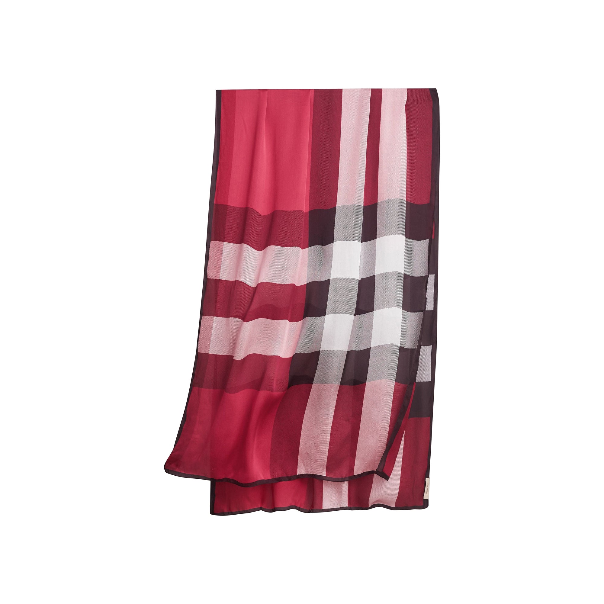 Foulard en soie légère à motif check - Rose fuchsia