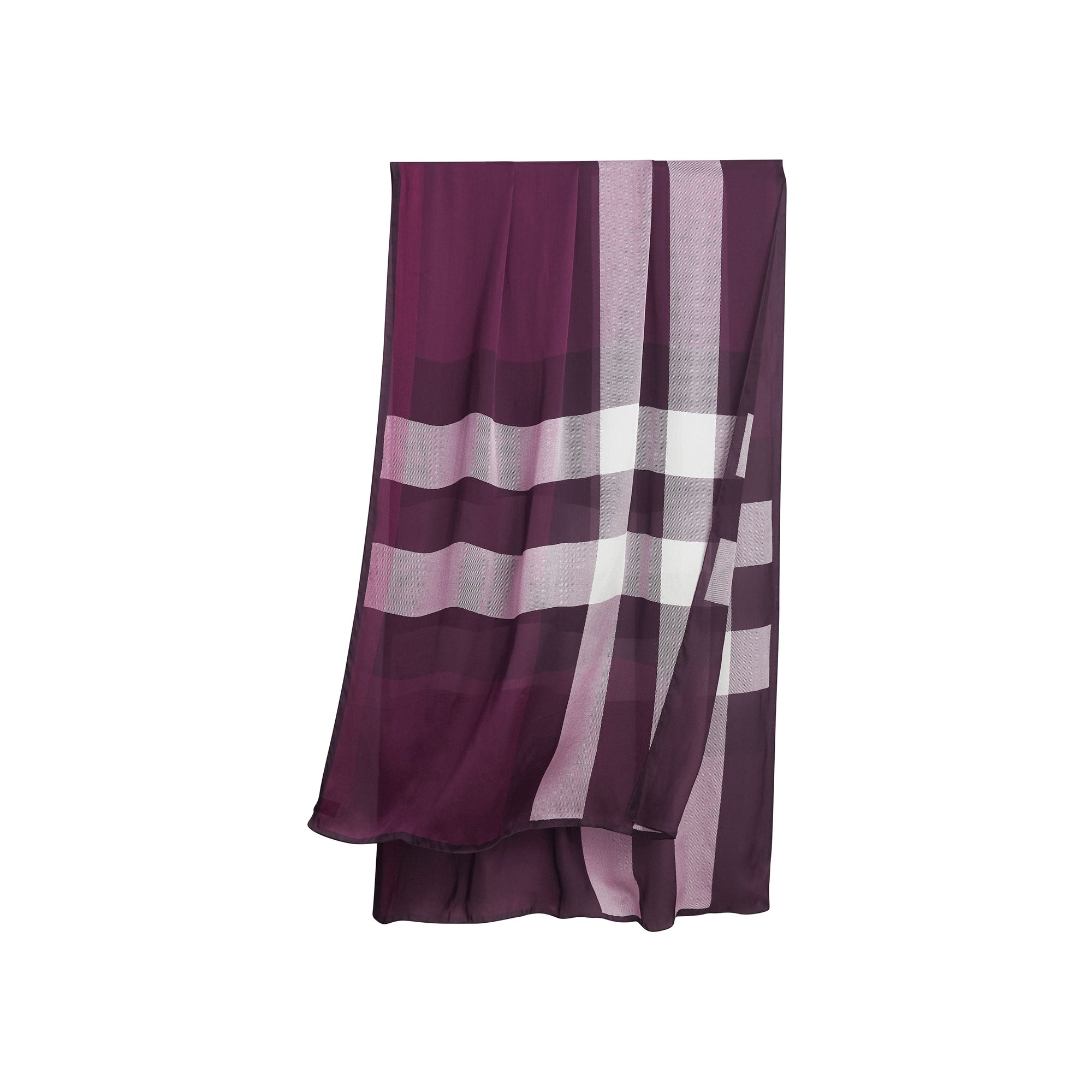 Foulard en soie légère à motif check - Aubergine