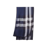 Foulard en soie légère à motif check - Bleu indigo