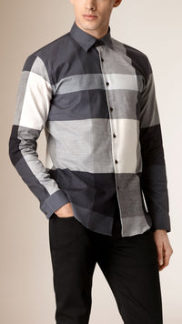 CHARCOAL Chemise en coton de coupe moderne à motif check