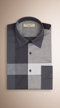 CHARCOAL Chemise en coton de coupe moderne à motif check