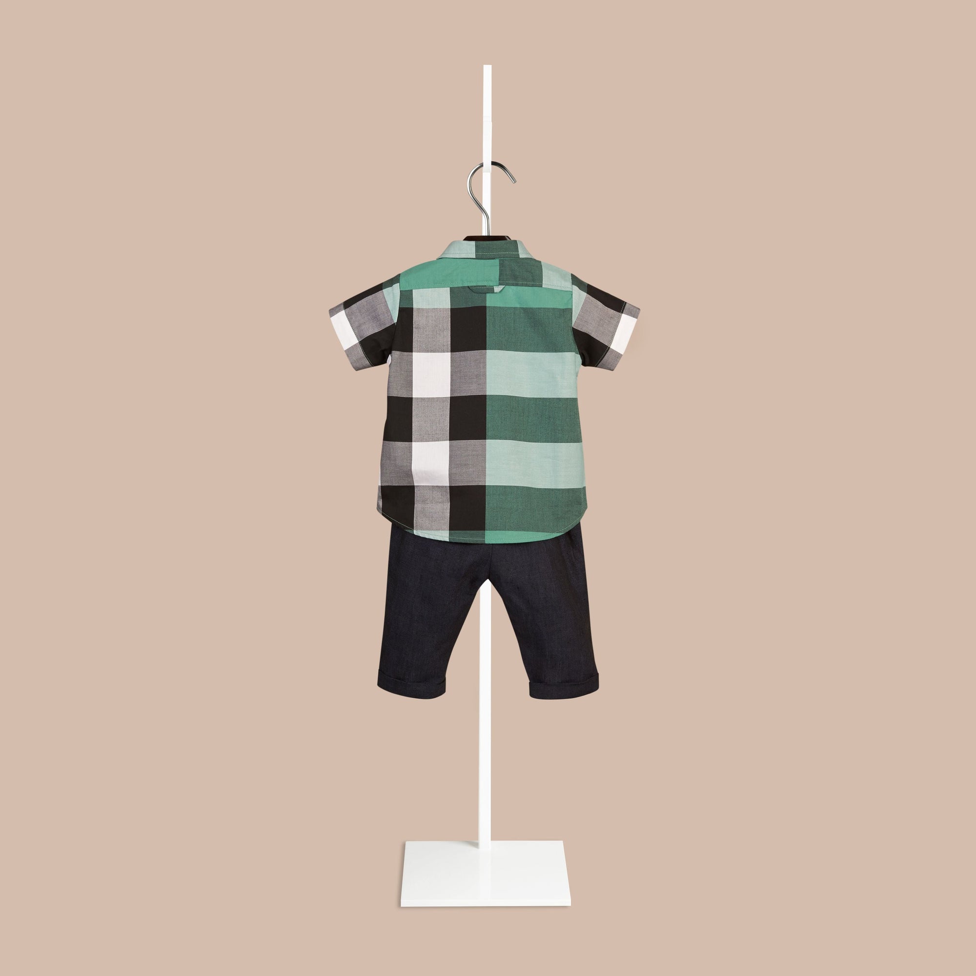 AQUA GREEN Chemise en coton à manches courtes avec motif check