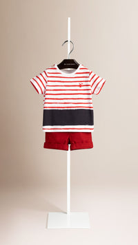 MILITARY RED T-shirt en coton à rayures