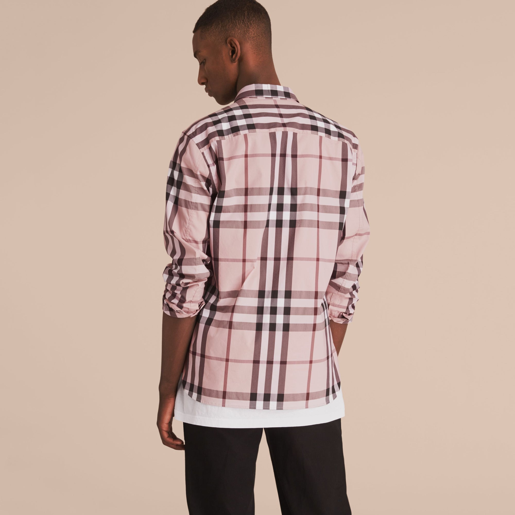 CHALK PINK Chemise en coton extensible à motif check