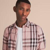 CHALK PINK Chemise en coton extensible à motif check