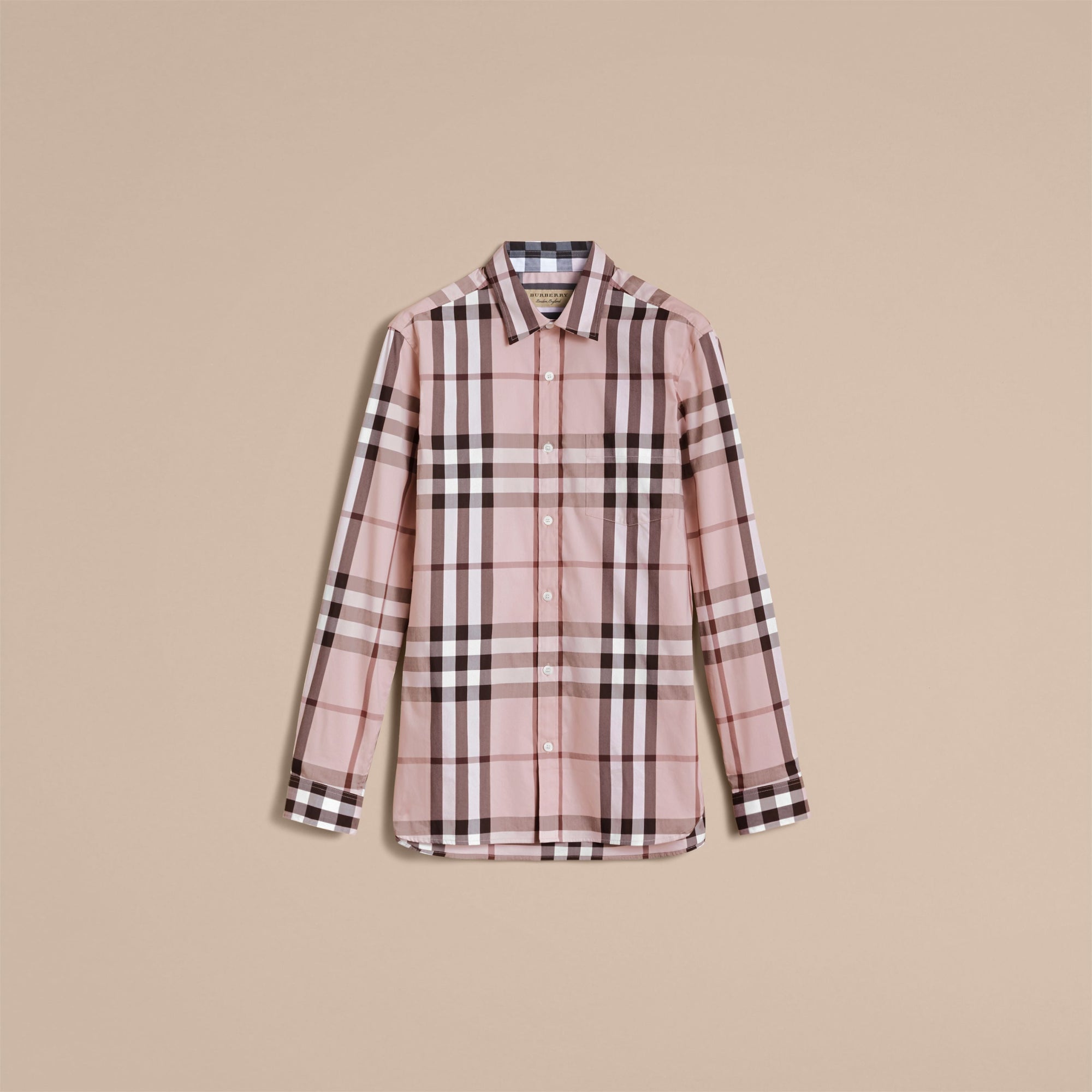 CHALK PINK Chemise en coton extensible à motif check