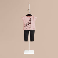CHALK PINK T-shirt en coton avec imprimé girafe