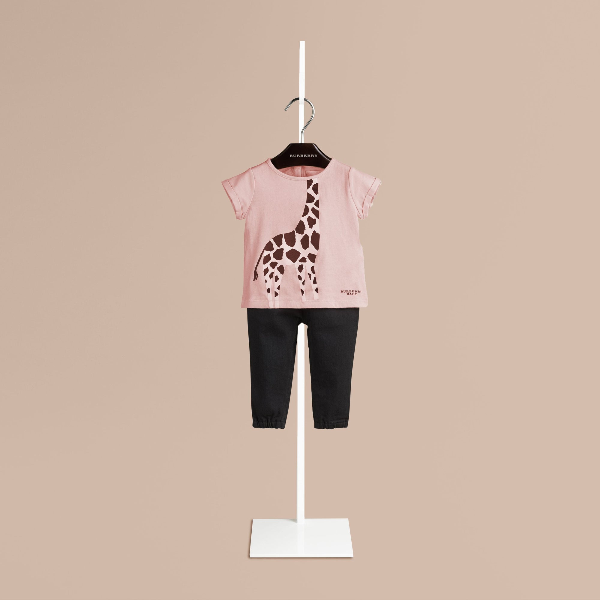 CHALK PINK T-shirt en coton avec imprimé girafe