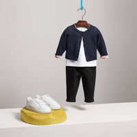 NAVY Cardigan en coton avec poignets à motif check