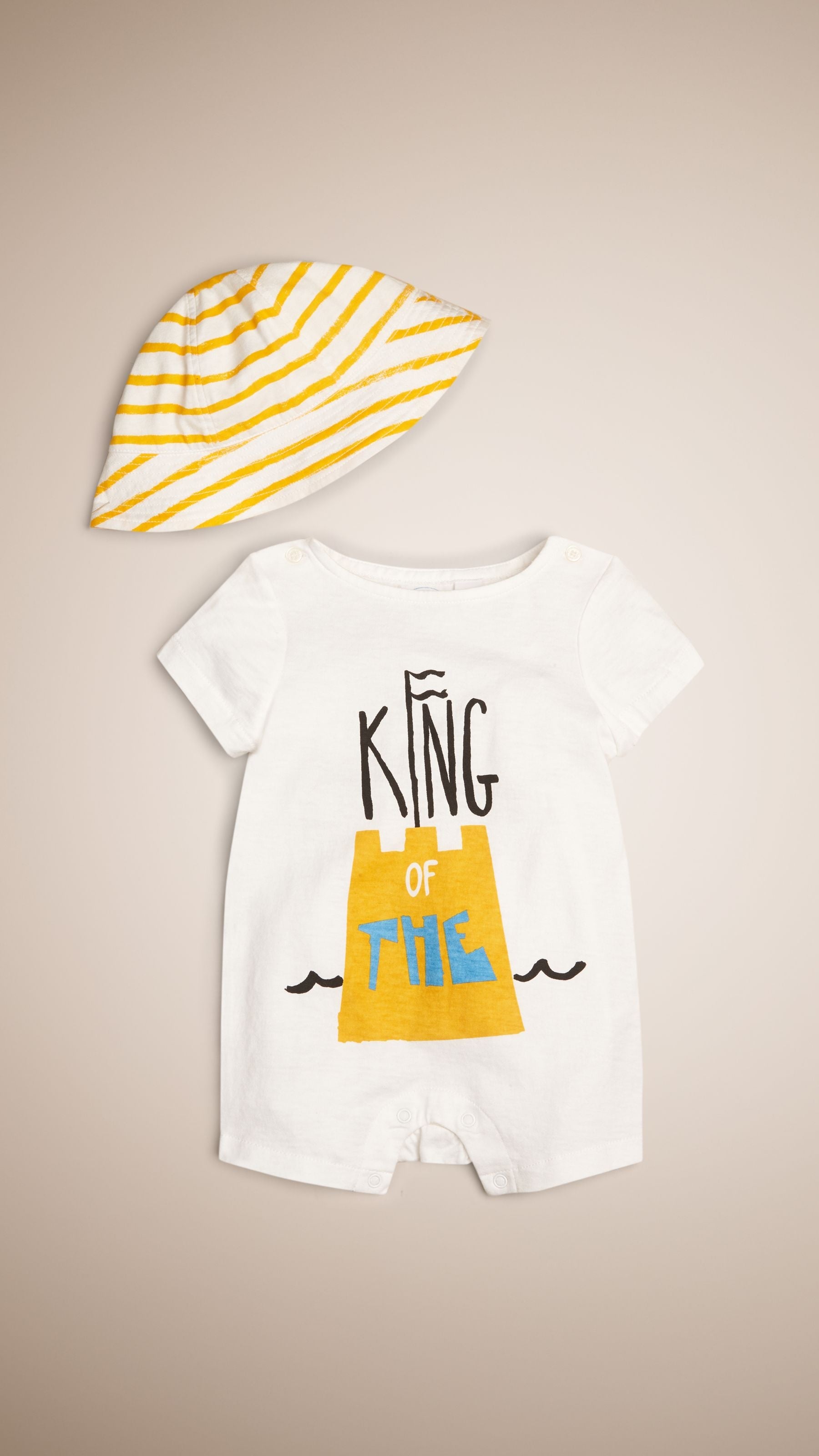 WHITE Set cadeau deux pièces pour bébé en coton