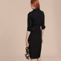 BLACK Robe trench portefeuille en soie