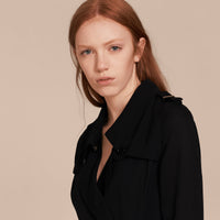 BLACK Robe trench portefeuille en soie