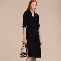 BLACK Robe trench portefeuille en soie