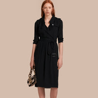 BLACK Robe trench portefeuille en soie