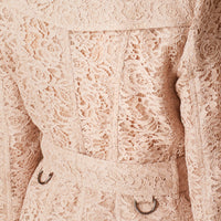 ANTIQUE TAUPE PINK Trench-coat en dentelle italienne