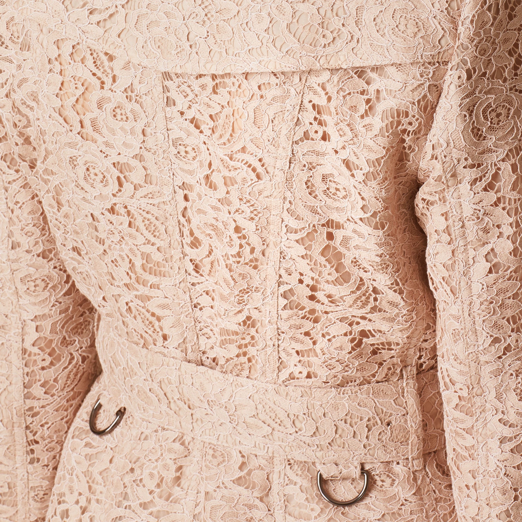 ANTIQUE TAUPE PINK Trench-coat en dentelle italienne