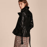 BLACK Veste trench en cuir d'agneau