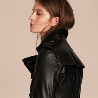 BLACK Veste trench en cuir d'agneau