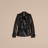 BLACK Veste trench en cuir d'agneau