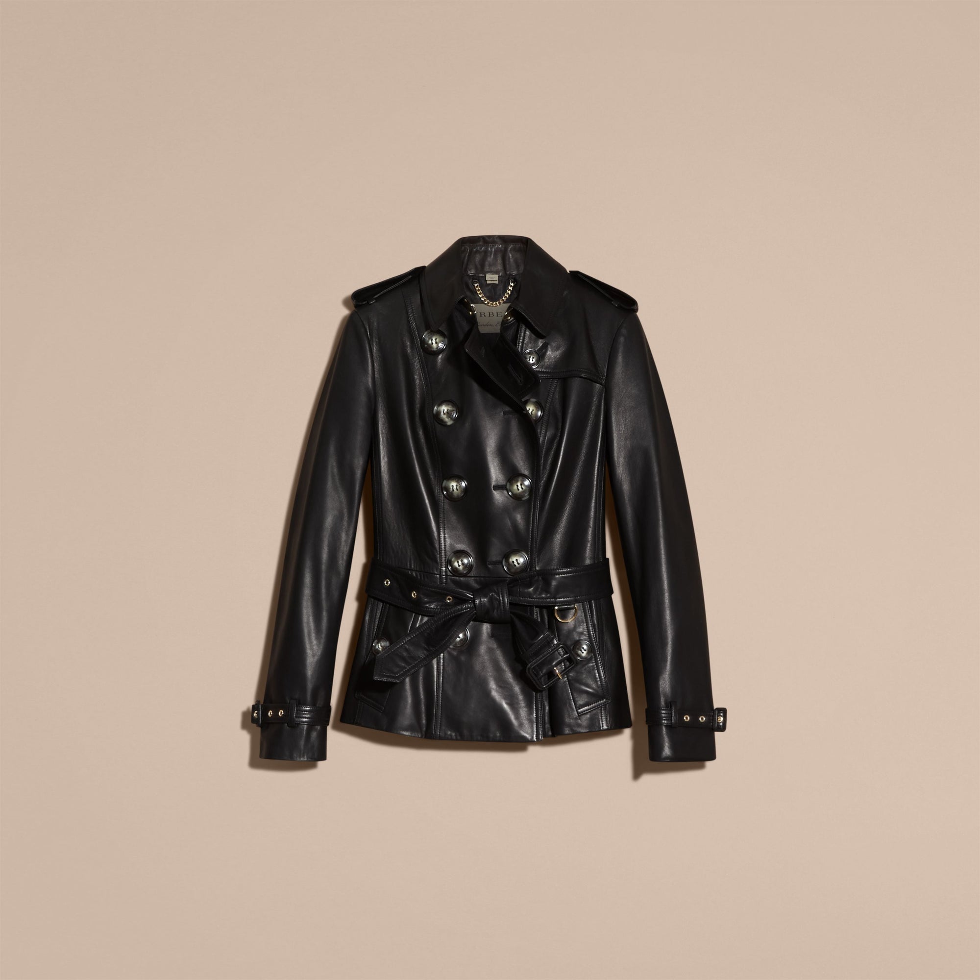 BLACK Veste trench en cuir d'agneau