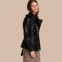 BLACK Veste trench en cuir d'agneau