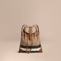 TAN Sac à dos en tissu Canvas Check avec éléments en cuir