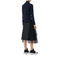 NAVY Cardigan en laine mérinos avec éléments check