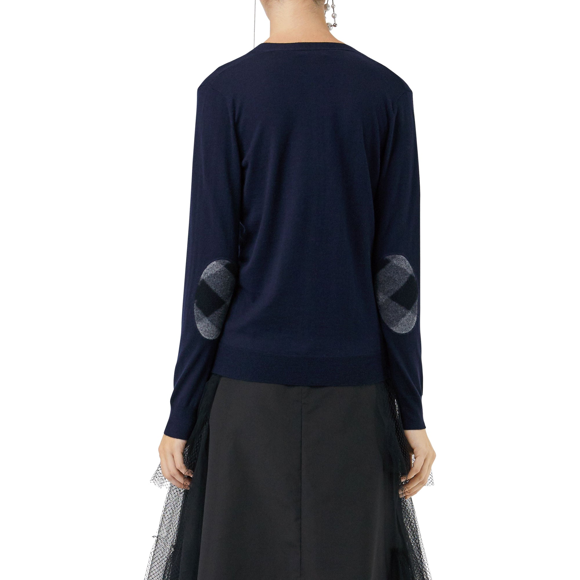 NAVY Cardigan en laine mérinos avec éléments check