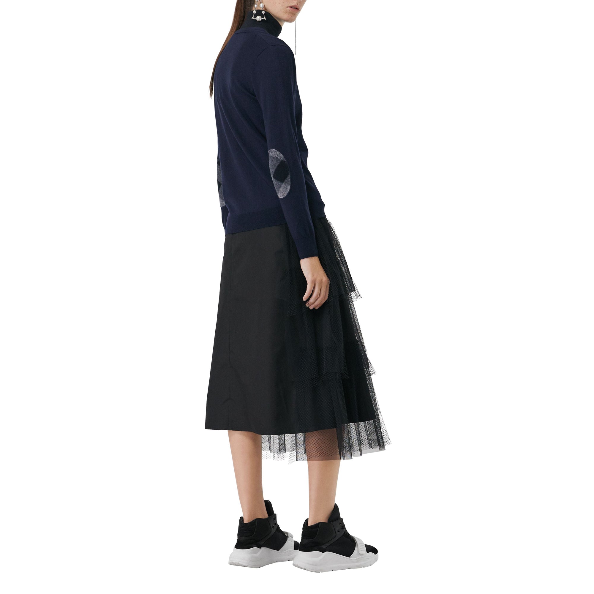 NAVY Cardigan en laine mérinos avec éléments check