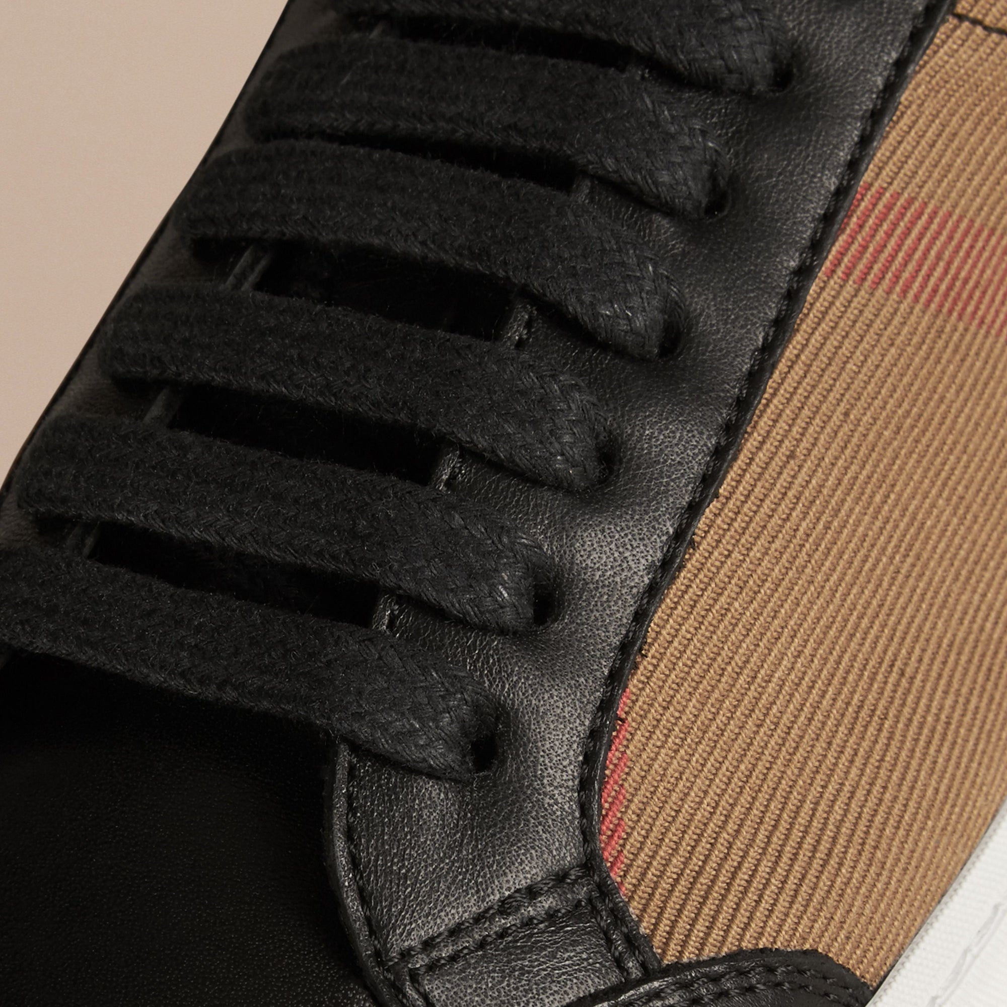 HOUSECHECK/BLACK Tennis en coton House check et cuir