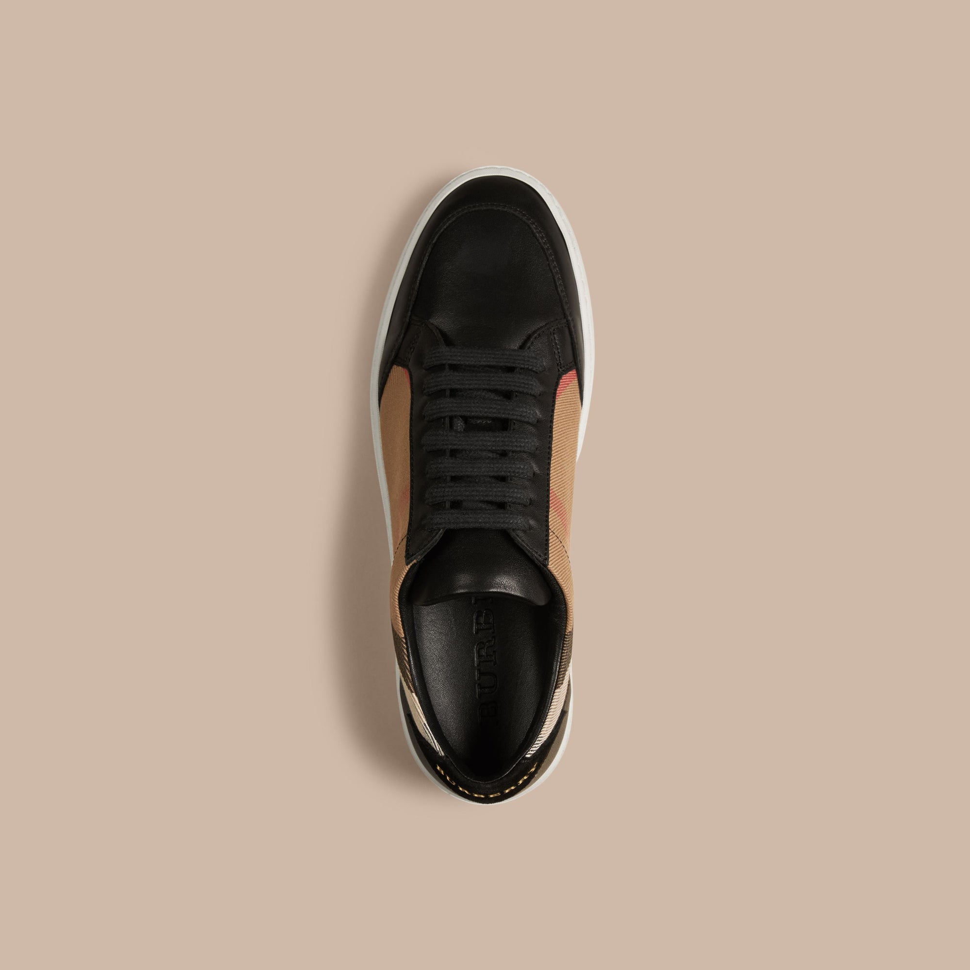 HOUSECHECK/BLACK Tennis en coton House check et cuir