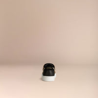 HOUSECHECK/BLACK Tennis en coton House check et cuir