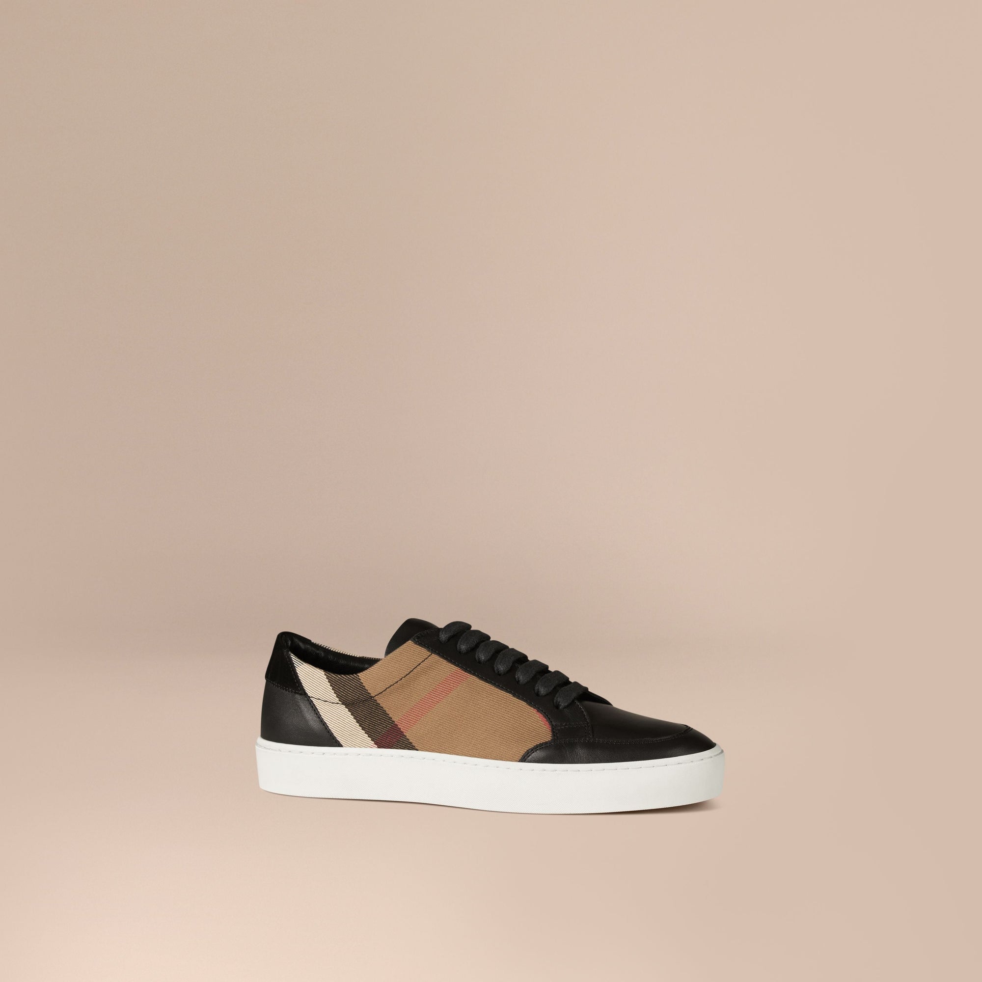 HOUSECHECK/BLACK Tennis en coton House check et cuir