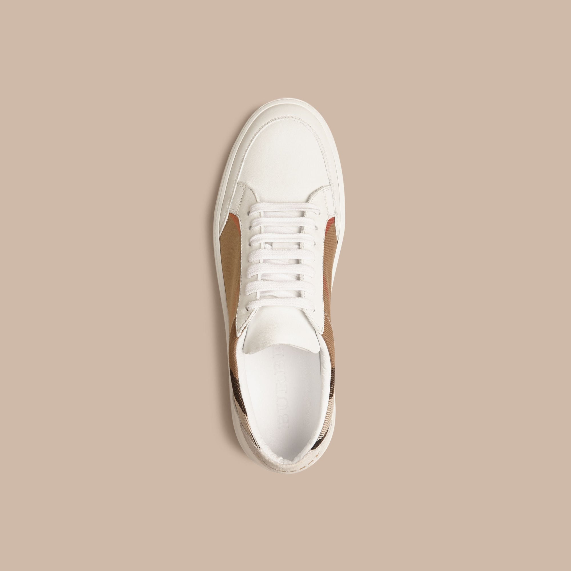 HC/OPTIC WHITE Sneakers en coton House check et cuir