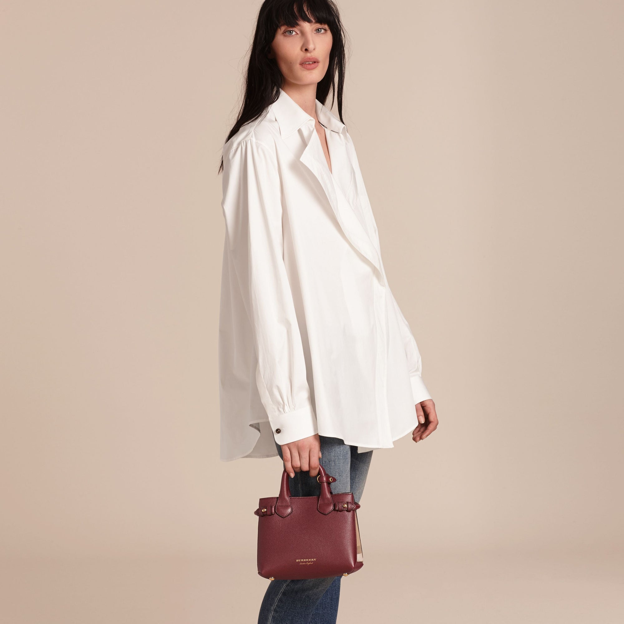 MAHOGANY RED The Baby Banner en cuir et coton House check