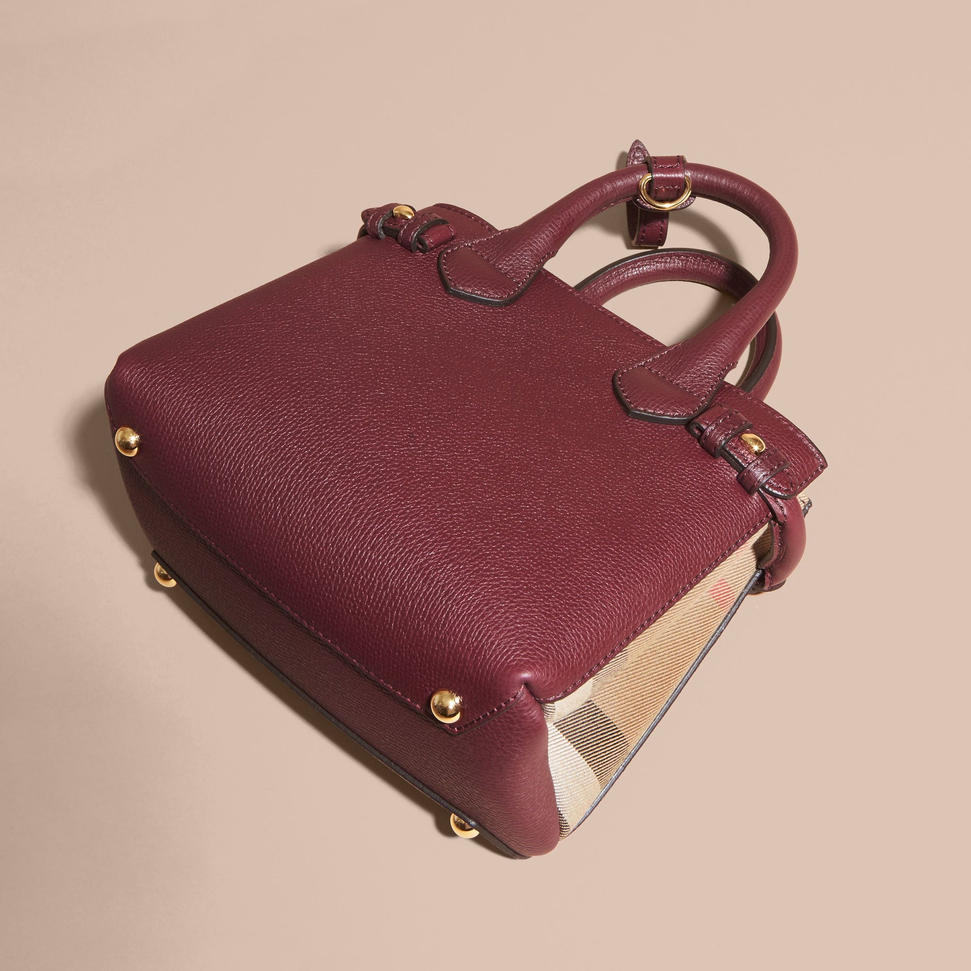 MAHOGANY RED The Baby Banner en cuir et coton House check