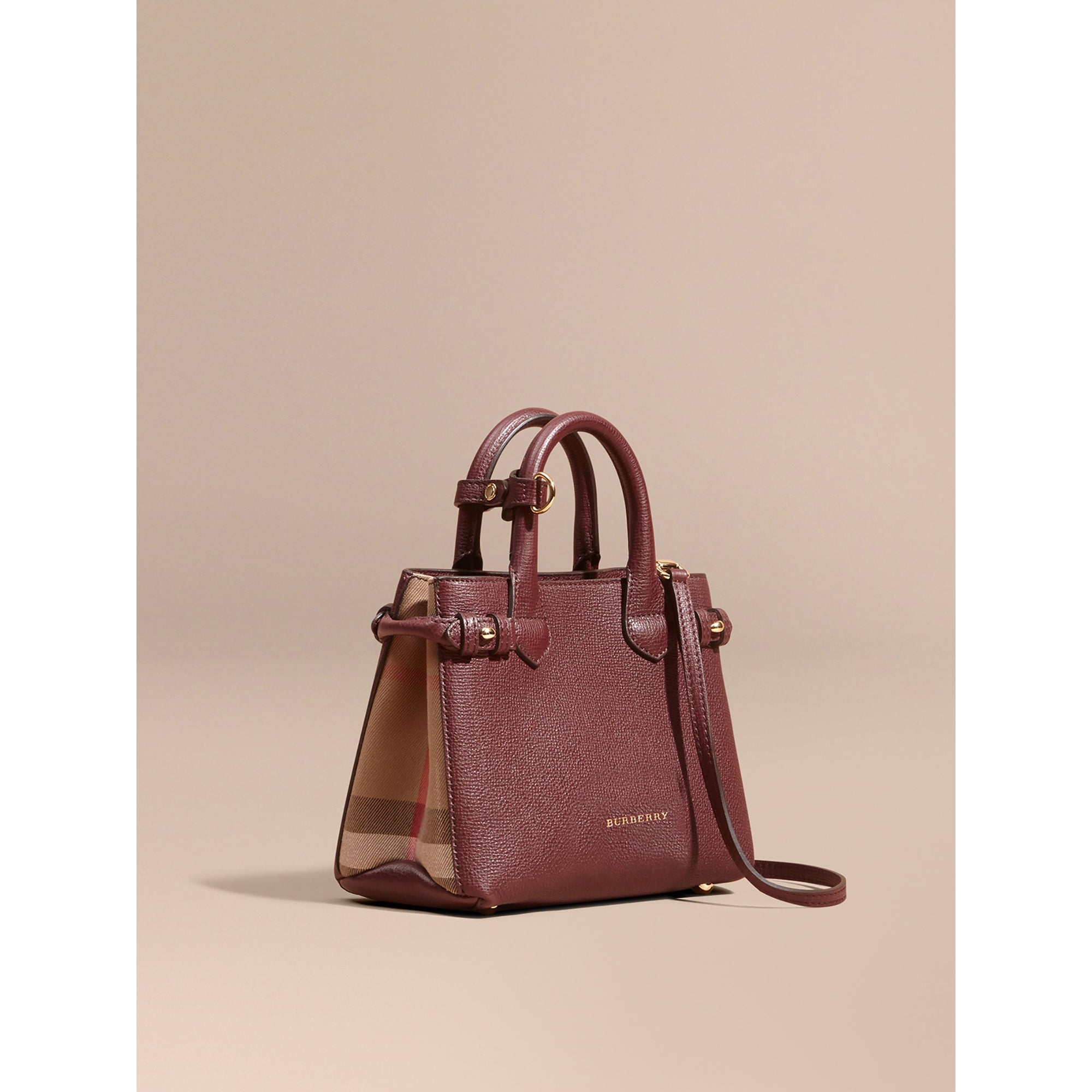 MAHOGANY RED The Baby Banner en cuir et coton House check
