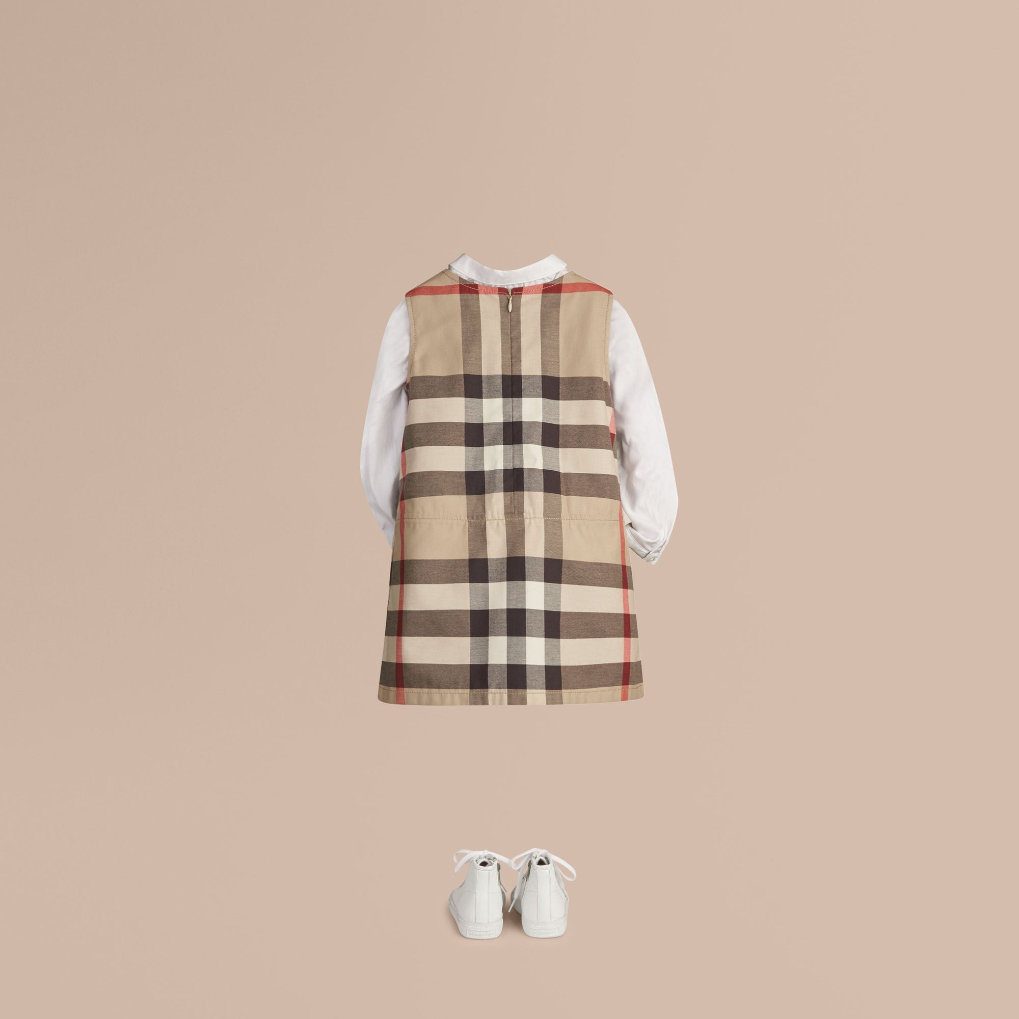 Robe en coton à motif check avec plis inversés - Nouveau Check Classique